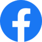 A blue circle with a white facebook logo.