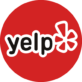 Yelp logo on a red background.
